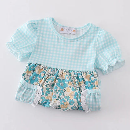 Aqua Meadow Blue Girl Pants Set