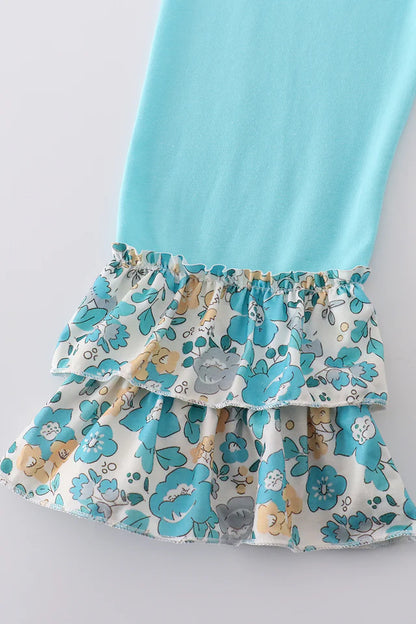 Aqua Meadow Blue Girl Pants Set