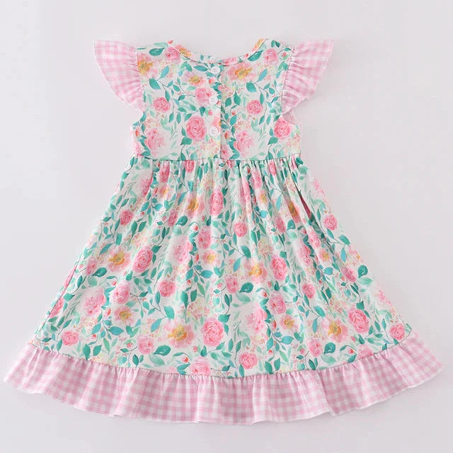 Pastel Charm Rose Embroidered Dress