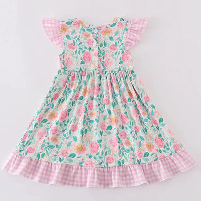 Pastel Charm Rose Embroidered Dress