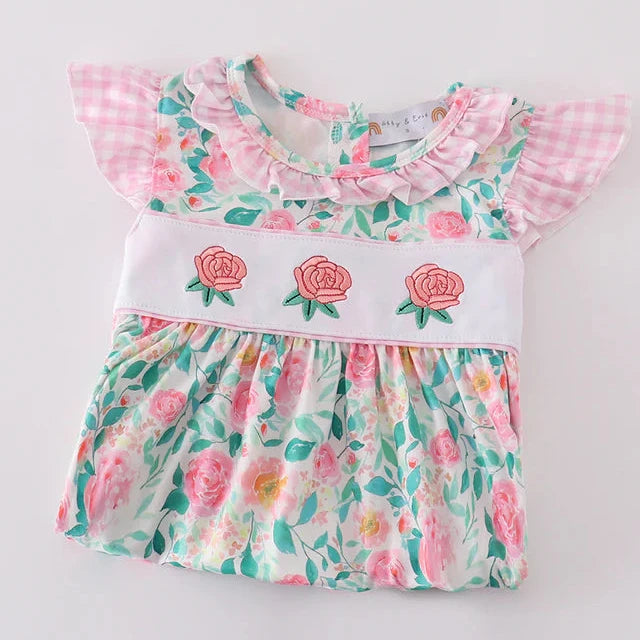 Pastel Charm Rose Embroidered Dress