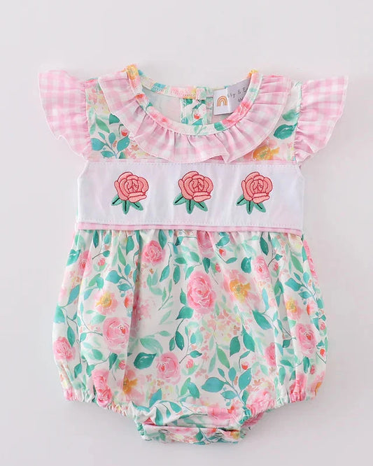 Pastel Charm Rose Embroidered Girl Bubble