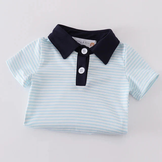 Kolton Navy Stripe Boy Bubble