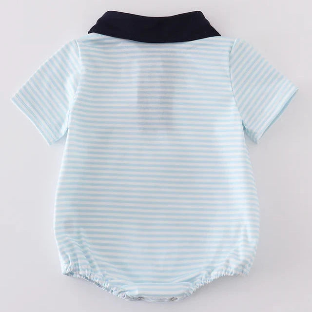 Kolton Navy Stripe Boy Bubble