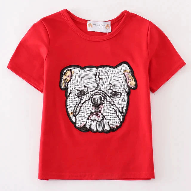 GA Bulldog Sequin Red Mom + Me Top