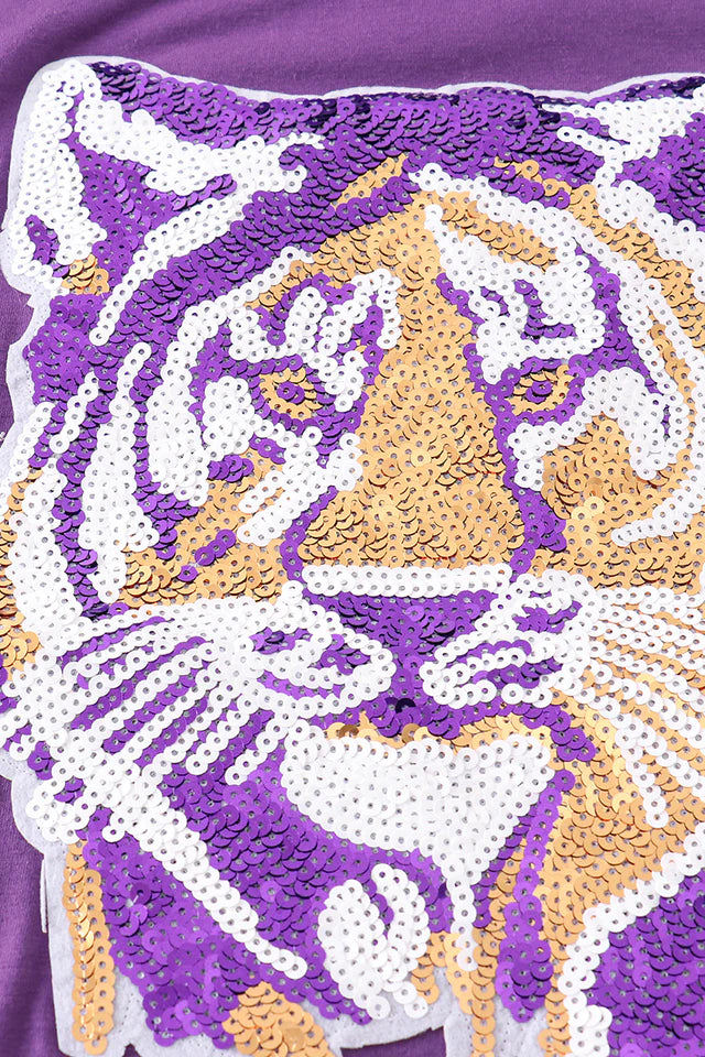 LSU Tiger Sequin Mom + Me Purple Top