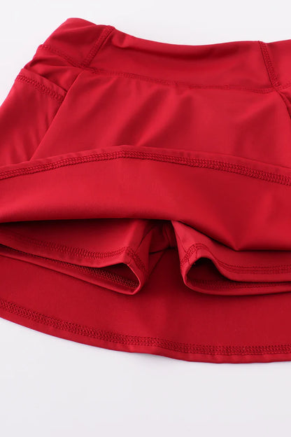 Active Sporty Red Yoga Girl Skirt