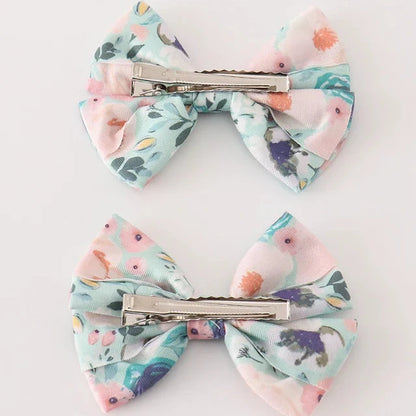 Green Garden Serenity Print 2pc Hair Bows