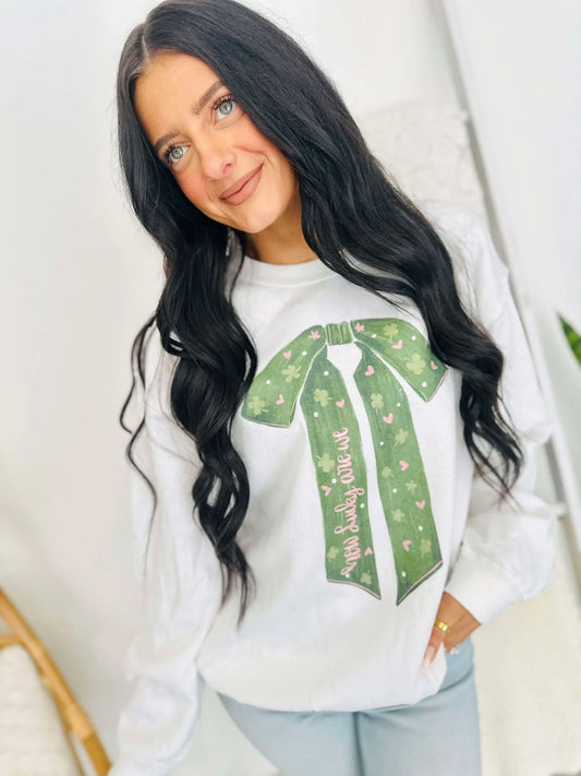 How Lucky Are We St. Patty's Bow Sweatshirt