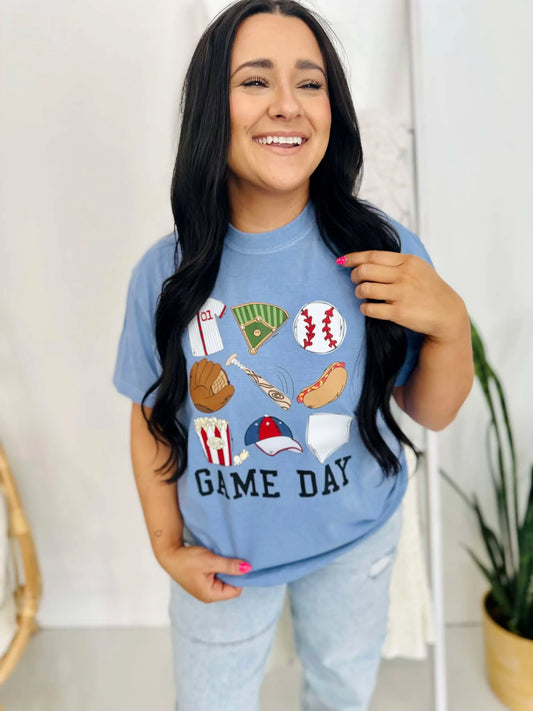 Game Day Baseball Things Collage Tee