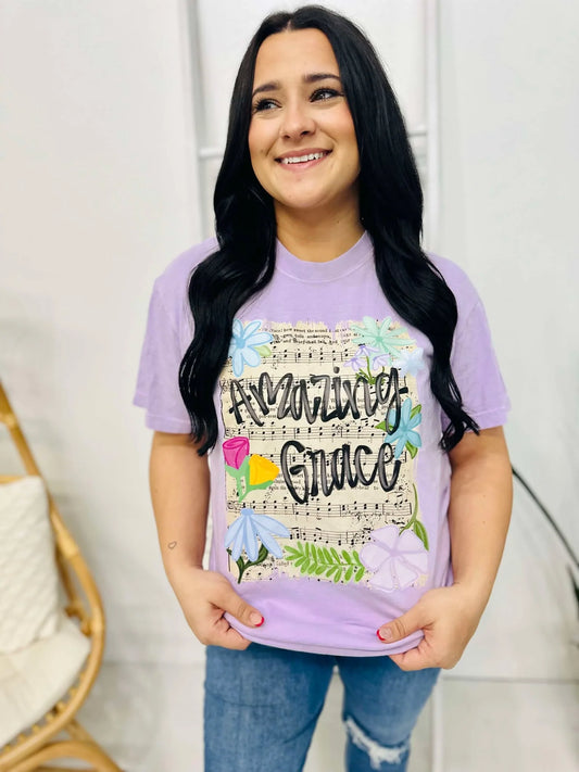 Amazing Grace Floral Hymn Paper Tee