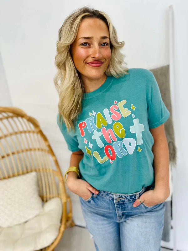 Praise The Lord Scribble Bubble Font Tee