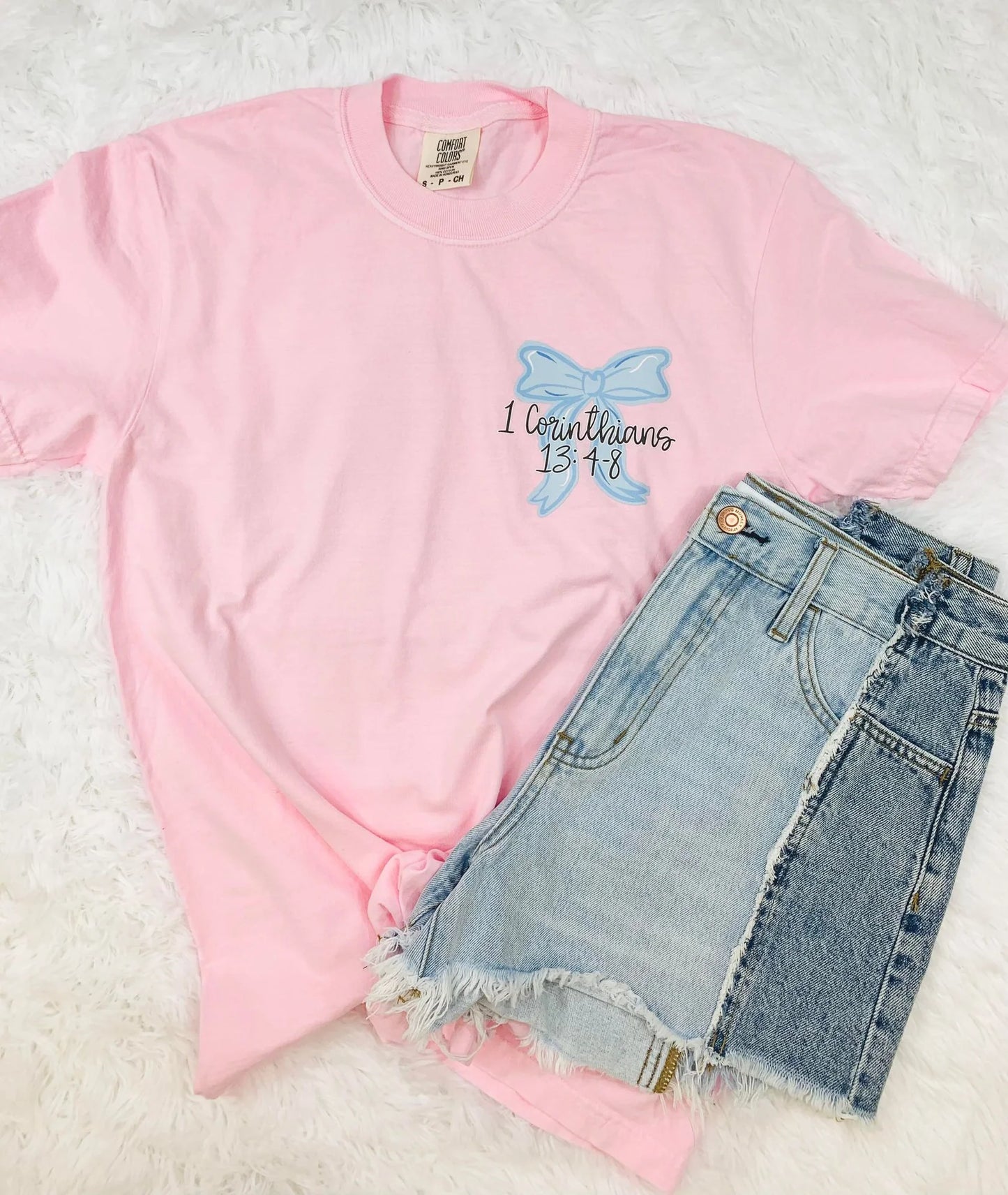 Love Is Hand Drawn Coquette Bow Front and Back Tee