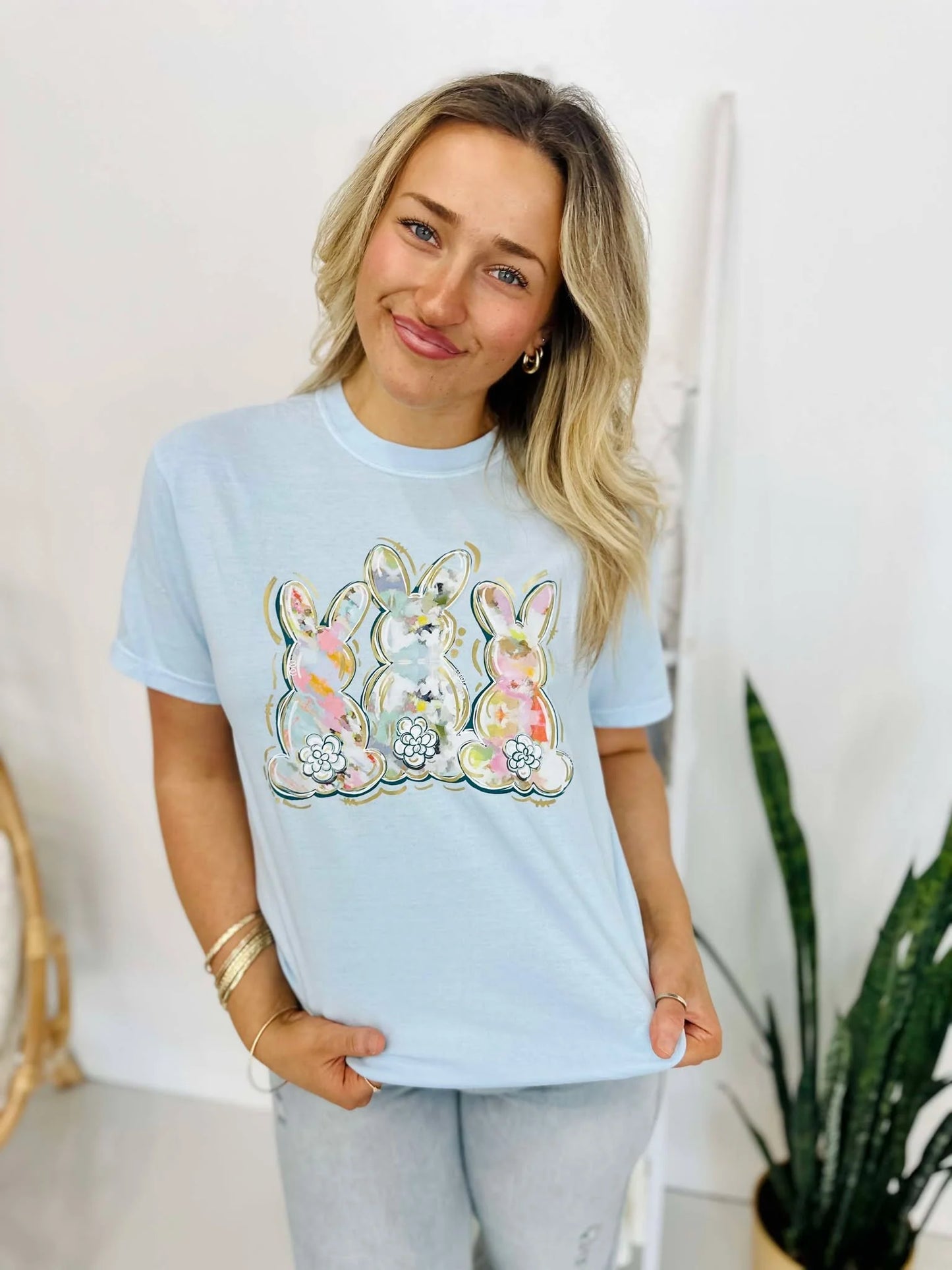 Watercolor Easter Bunny Trio Tee