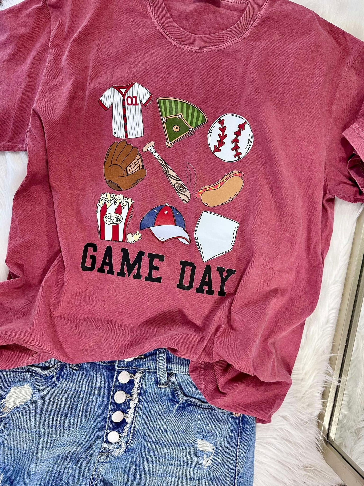 Game Day Baseball Doodles Tee