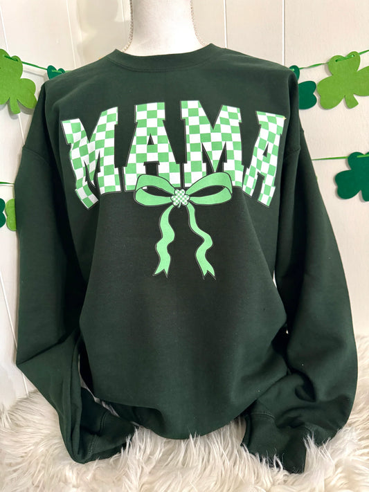 Green Checkered Mama Sweatshirt