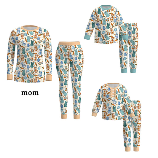 PREORDER 3 MOMMY AND ME EASTER BUNNY PRINT PAJAMAS