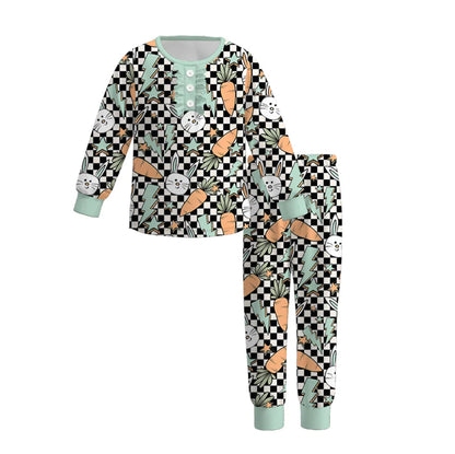 PREORDER 3 MOMMY AND ME EASTER BUNNY CHECKERED PRINT PAJAMAS