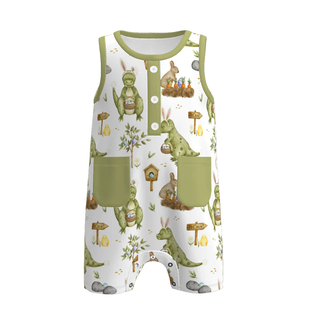 PREORDER 3.1 BOYS EASTER BUNNY＆FARM PRINT BABY ROMPER