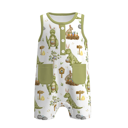 PREORDER 3.1 BOYS EASTER BUNNY＆FARM PRINT BABY ROMPER