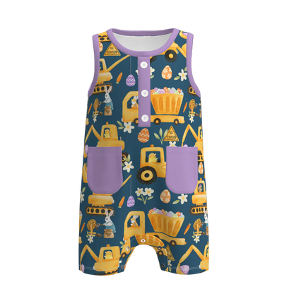 PREORDER 3.1 BOYS EASTER BUNNY＆FARM PRINT BABY ROMPER