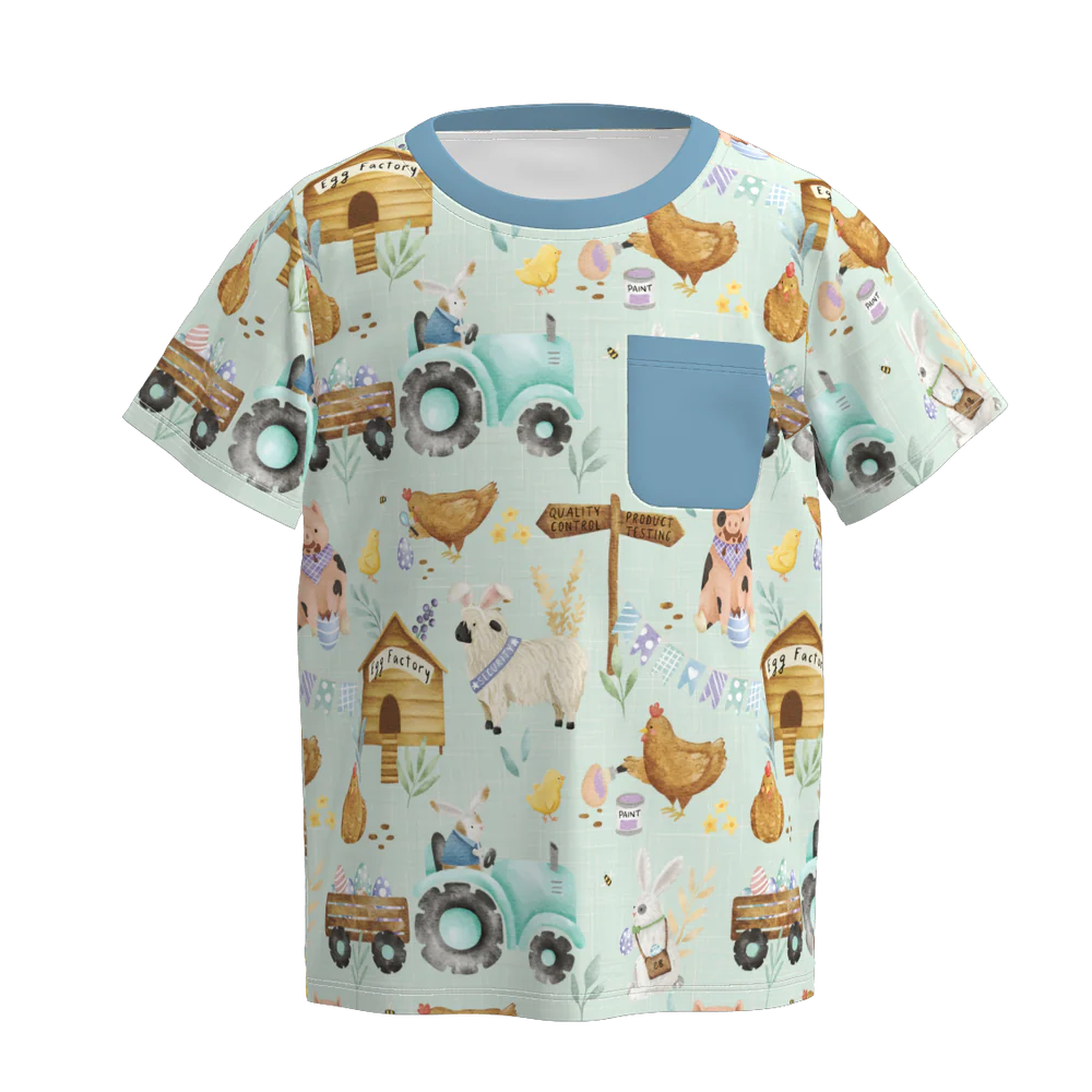 PREORDER 3.1 BOYS EASTER BUNNY＆FARM PRINT TOP