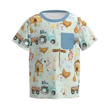 PREORDER 3.1 BOYS EASTER BUNNY＆FARM PRINT TOP