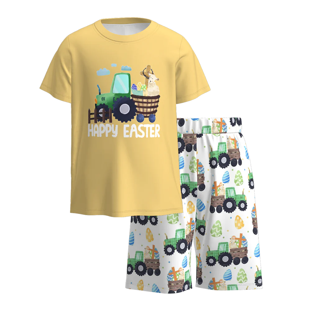 PREORDER 3.1 BOYS EASTER BUNNY PRINT SHORTS SET