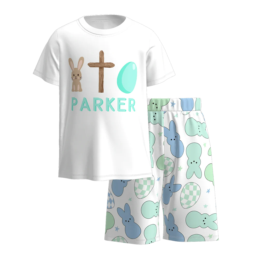 PREORDER 3.1 BOYS EASTER BUNNY PRINT SHORTS SET