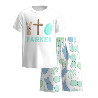 PREORDER 3.1 BOYS EASTER BUNNY PRINT SHORTS SET