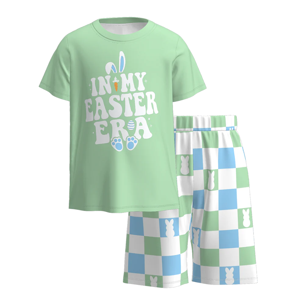 PREORDER 3.1 BOYS EASTER BUNNY PRINT SHORTS SET