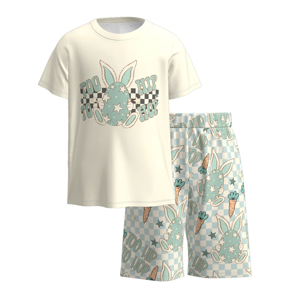 PREORDER 3.1 BOYS EASTER BUNNY PRINT SHORTS SET