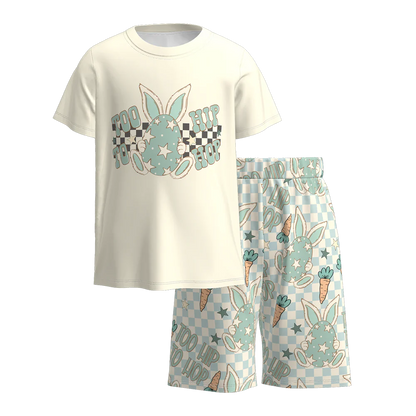 PREORDER 3.1 BOYS EASTER BUNNY PRINT SHORTS SET