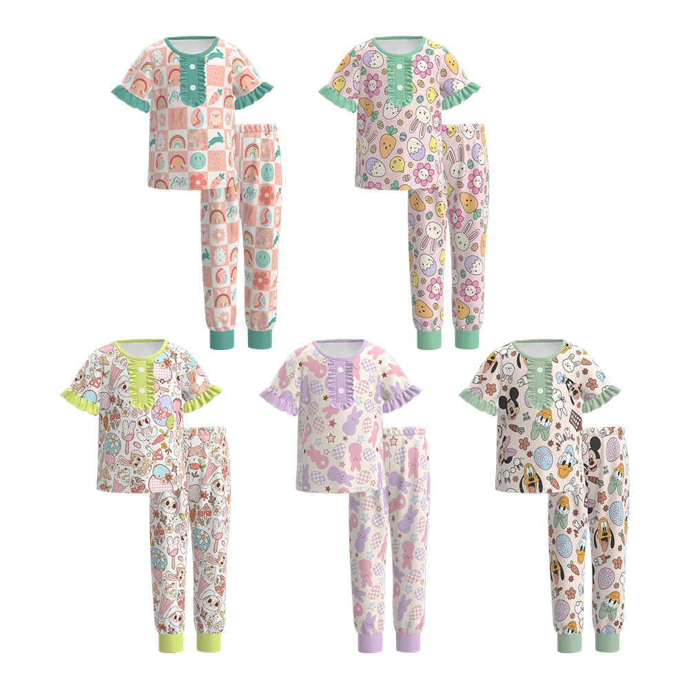 PREORDER 3.11 GIRLS EASTER PRINT PAJAMA PANTS SET