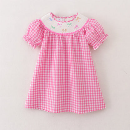 PREORDER 3.0 SISTERS EASTER EMBROIDERED PINK SMOCKED DRESS/BUBBLE