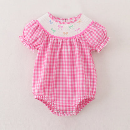 PREORDER 3.0 SISTERS EASTER EMBROIDERED PINK SMOCKED DRESS/BUBBLE