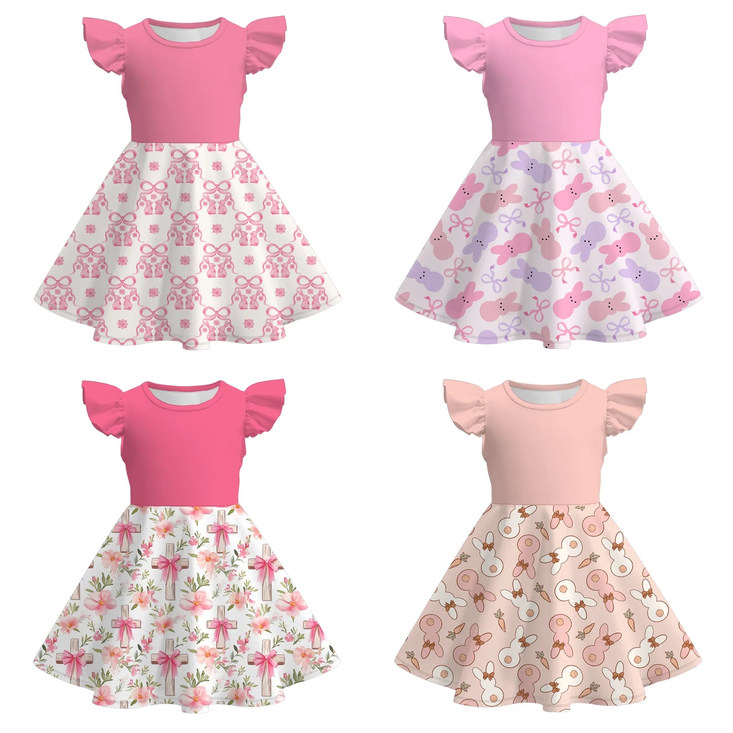 PREORDER 3.5 EASTER PRINT FLY SLEEVE DRESS