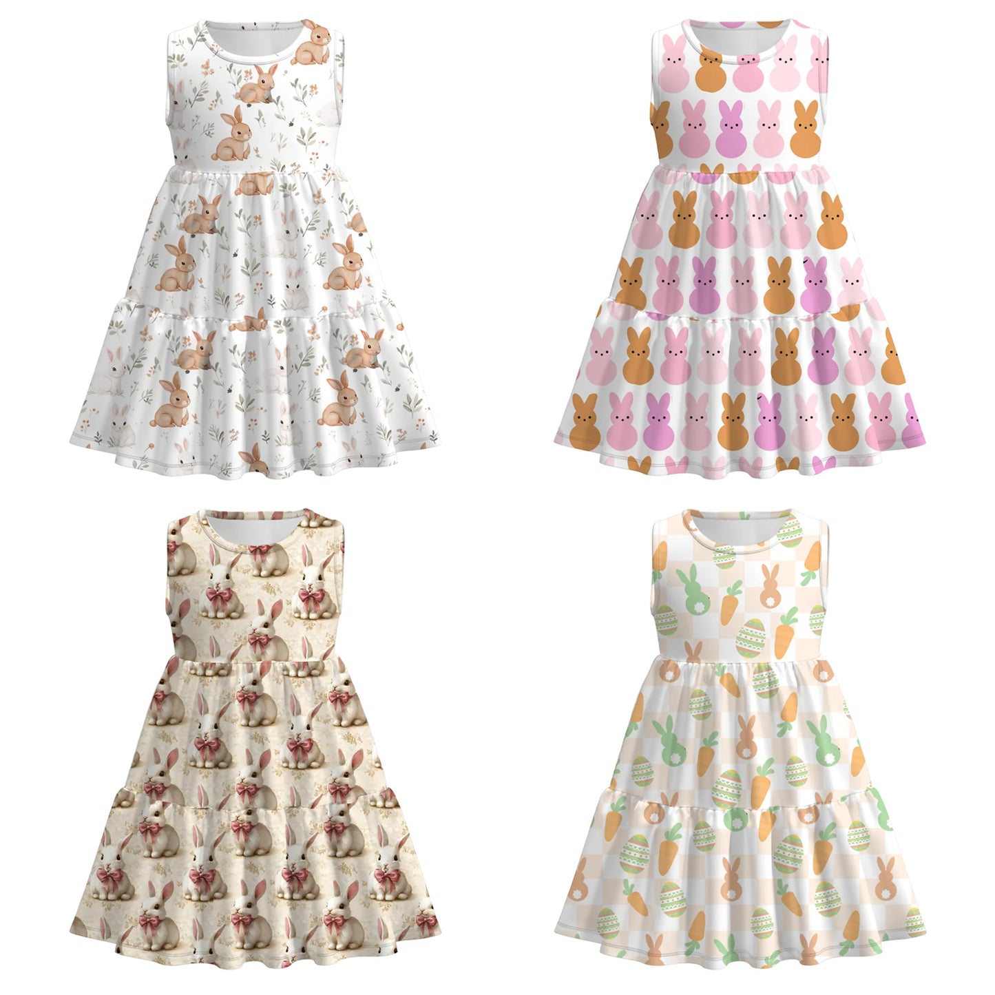 PREORDER 3.6 EASTER BUNNY PRINT PLEATED DRESS