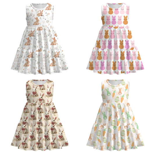 PREORDER 3.6 EASTER BUNNY PRINT PLEATED DRESS