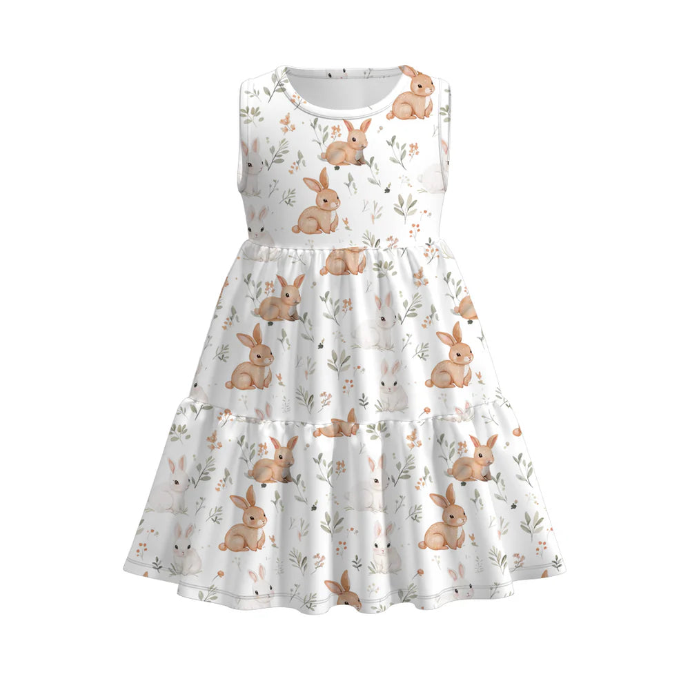 PREORDER 3.6 EASTER BUNNY PRINT PLEATED DRESS