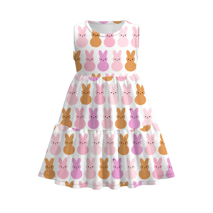 PREORDER 3.6 EASTER BUNNY PRINT PLEATED DRESS