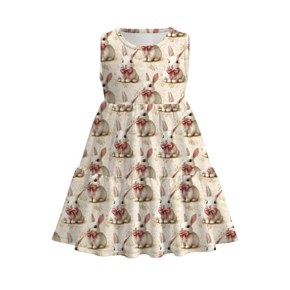 PREORDER 3.6 EASTER BUNNY PRINT PLEATED DRESS