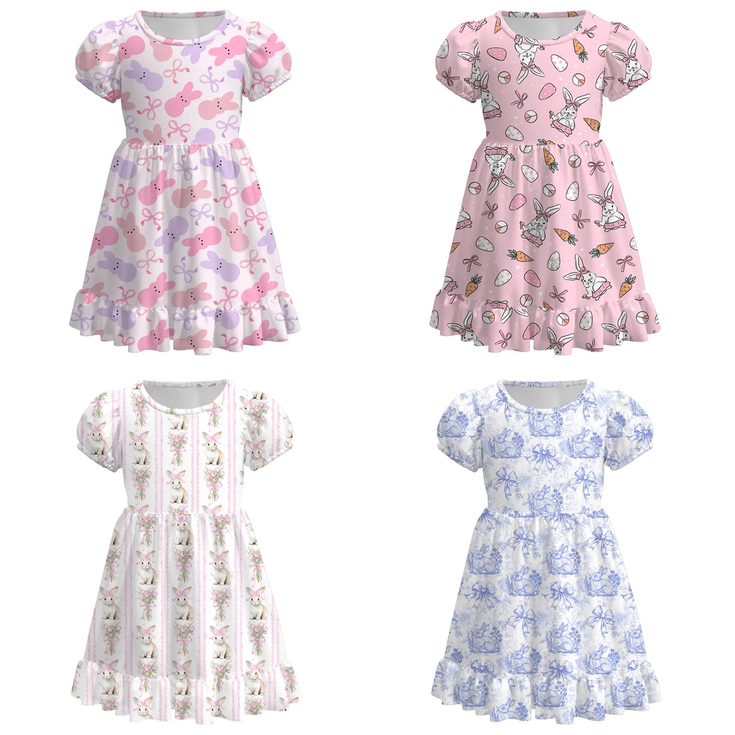 PREORDER 3.5 EASTER PRINT PUFF SLEEVE DRESS