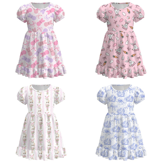 PREORDER 3.5 EASTER PRINT PUFF SLEEVE DRESS