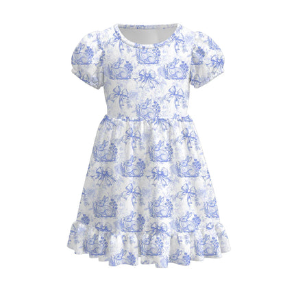 PREORDER 3.5 EASTER PRINT PUFF SLEEVE DRESS