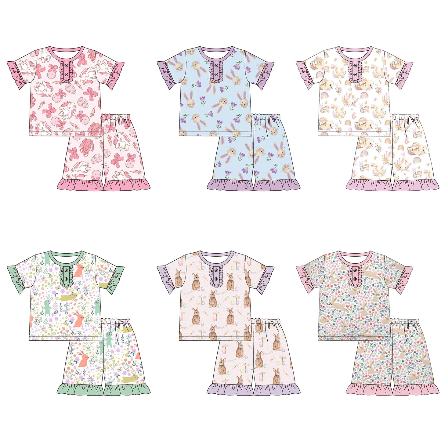 PREORDER 3.2 GIRLS EASTER PRINT PAJAMA SHORTS SET