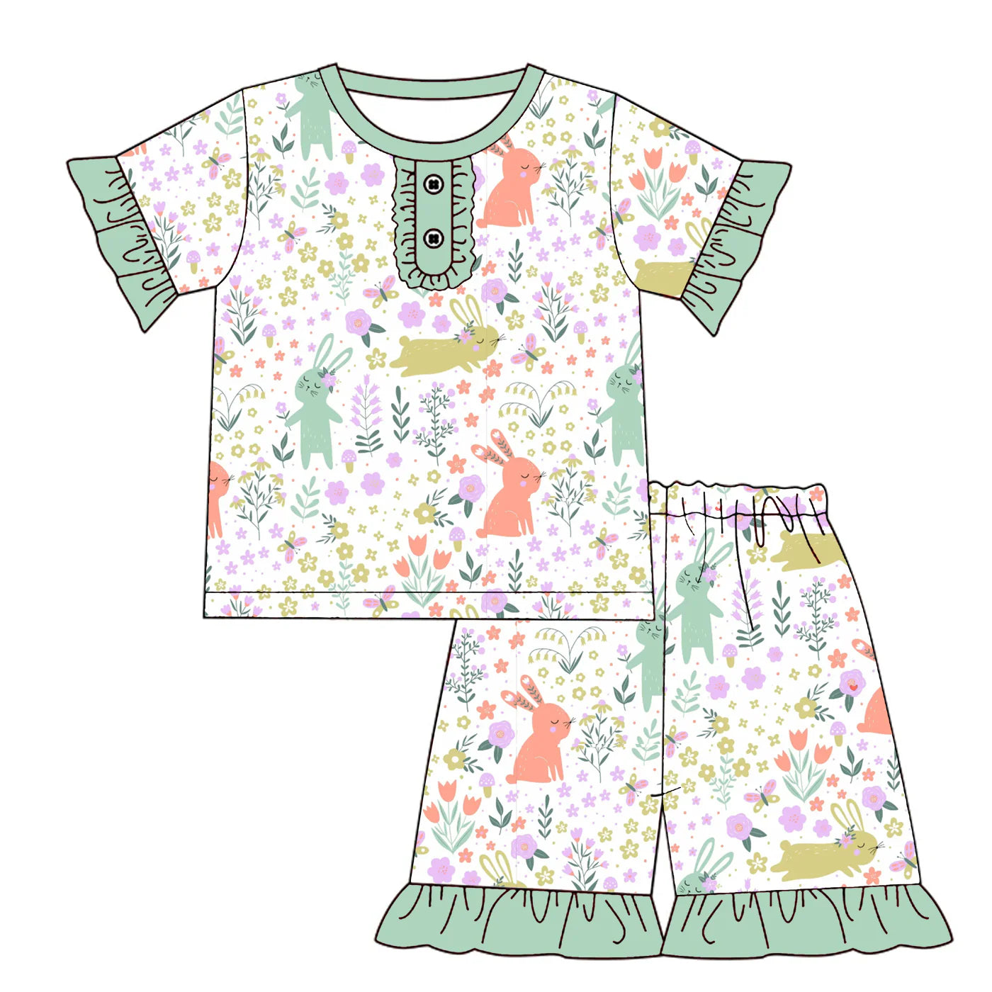 PREORDER 3.2 GIRLS EASTER PRINT PAJAMA SHORTS SET