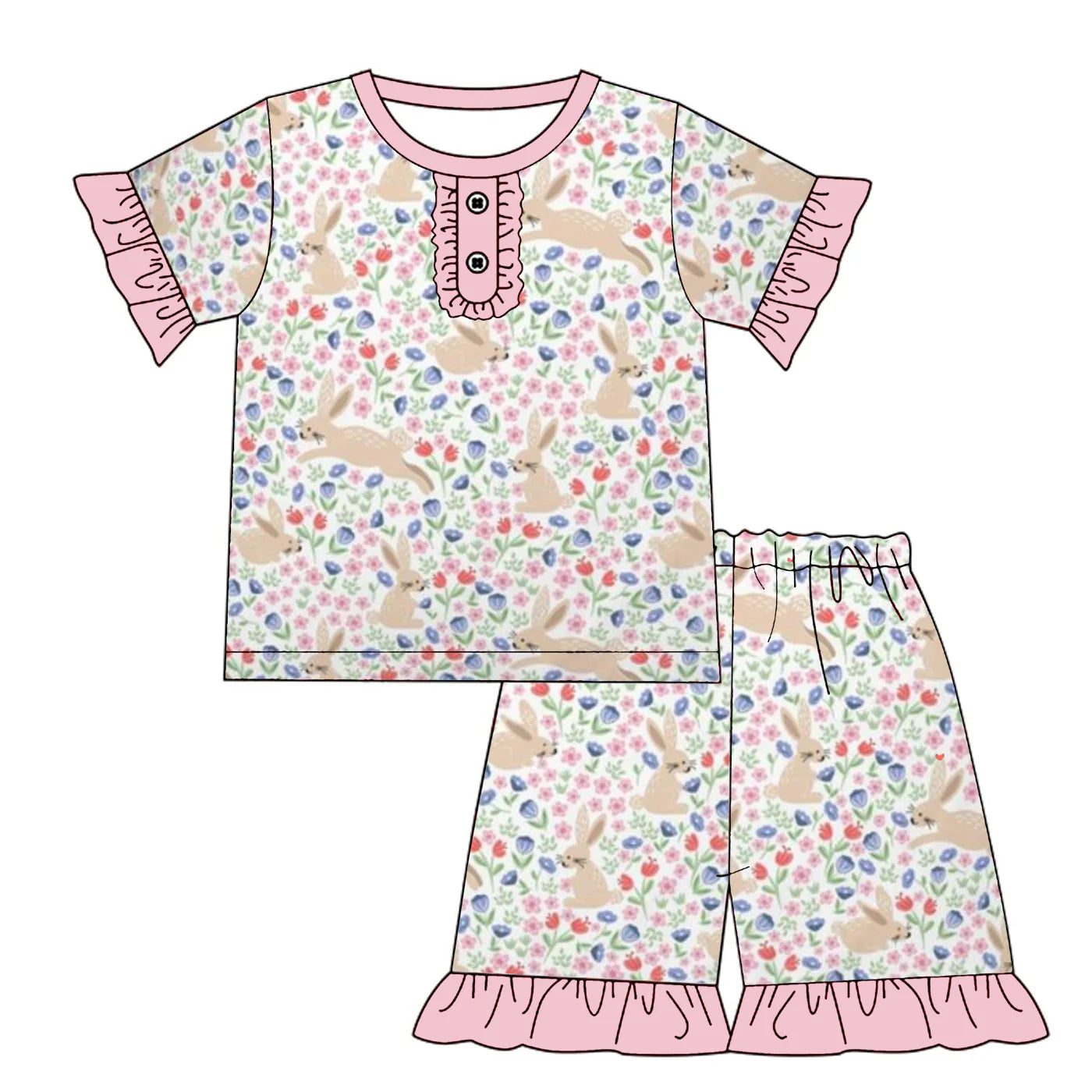 PREORDER 3.2 GIRLS EASTER PRINT PAJAMA SHORTS SET