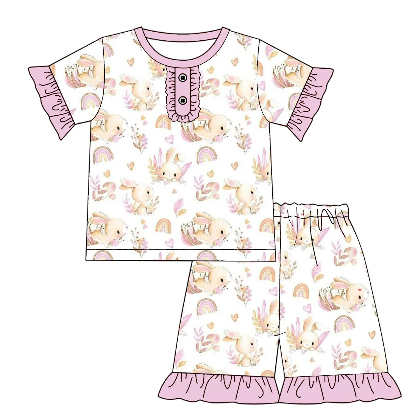 PREORDER 3.2 GIRLS EASTER PRINT PAJAMA SHORTS SET