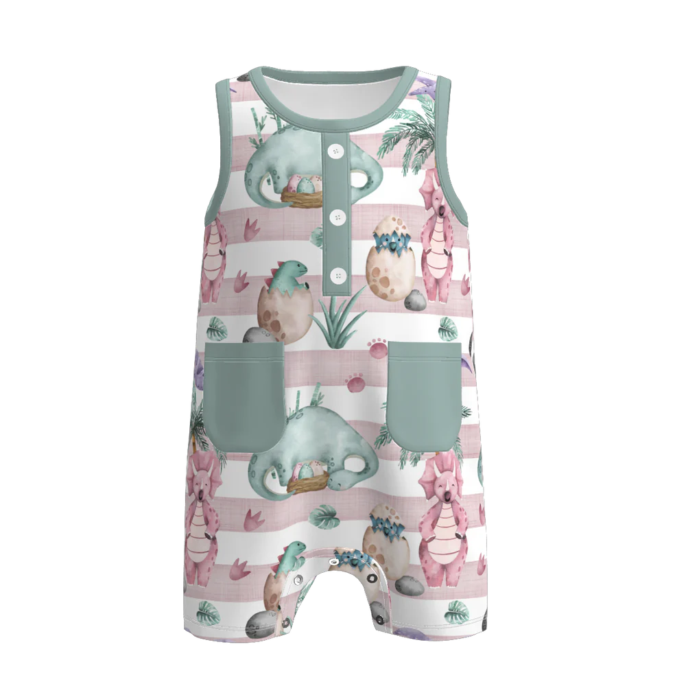 PREORDER 3.1 BOYS EASTER BUNNY＆FARM PRINT BABY ROMPER